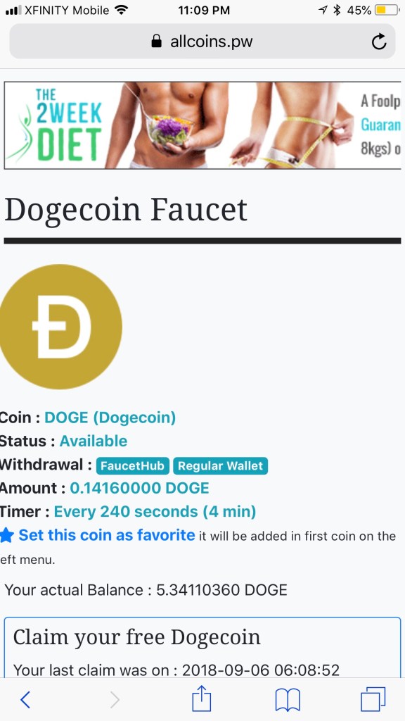 .14 Dogecoin every 4 minutes!